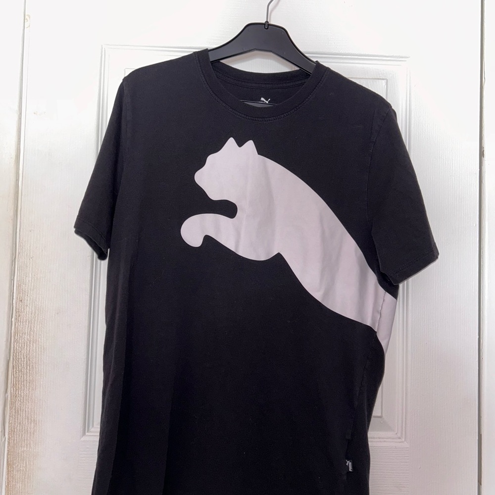 Puma Black Medium T-Shirt with White Cat Design